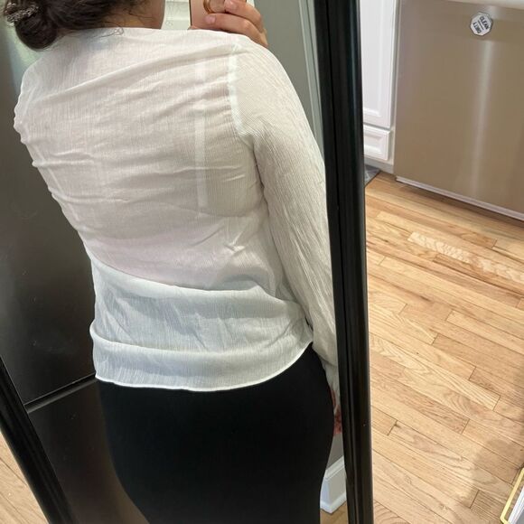 Top Shop Wrap White Blouse Size 8 Medium puff sleeve - Picture 6 of 12